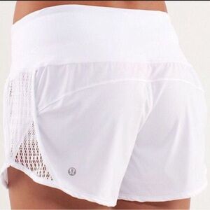 lululemon Speed Up Shorts Zip Pocket Lace Side Detail White Athletic Size 8
